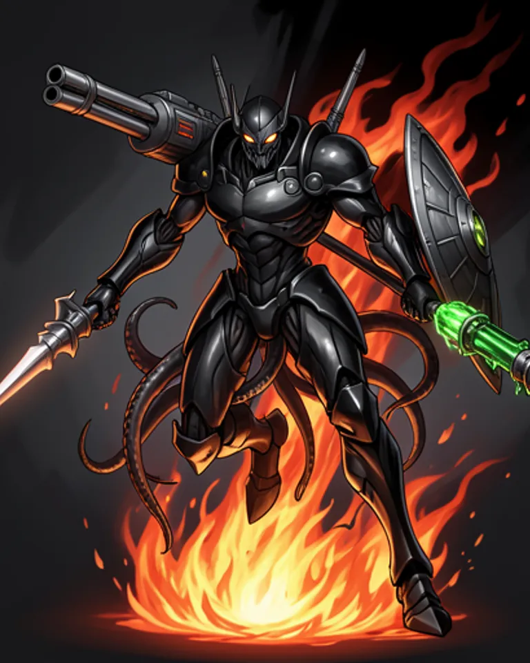 Portrait of Eldritch elegant armoured titan