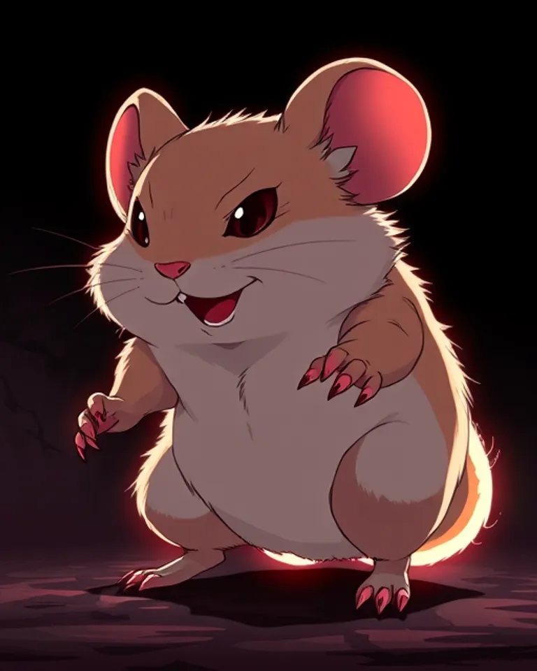 Portrait of Fluffy the vampiric hamster