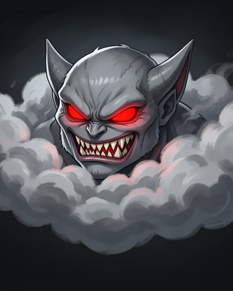 Portrait of Rage Eyes & fangs in cloud No legs