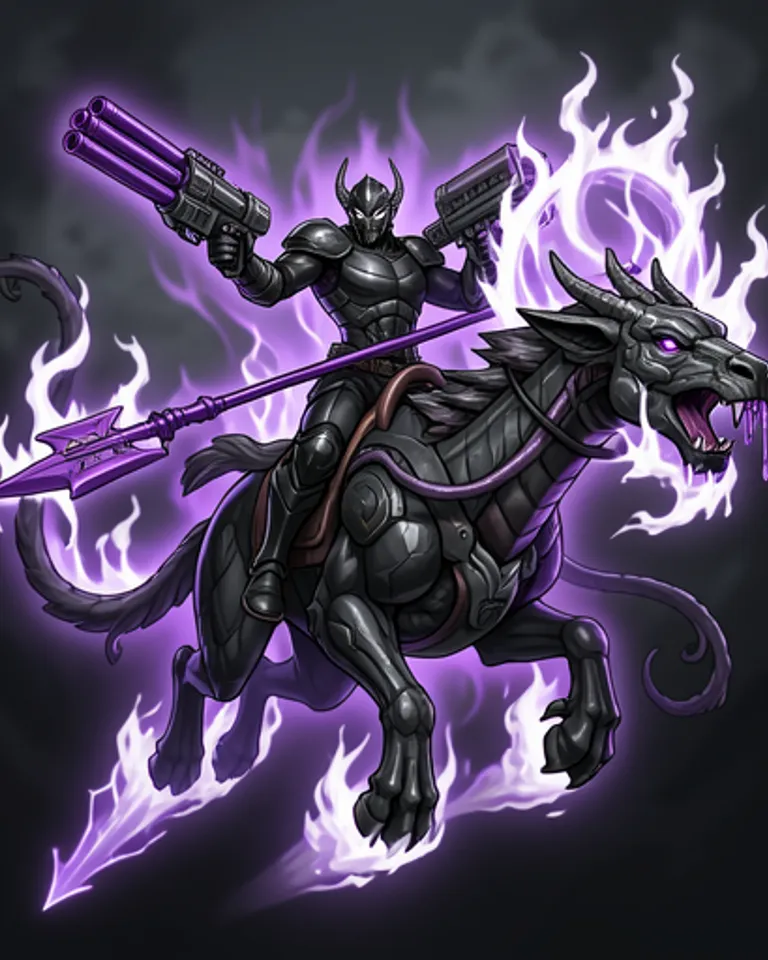 Portrait of Mounted eldritc purp void cybr god