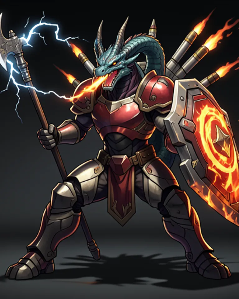 Portrait of Armored god on cyberdragon