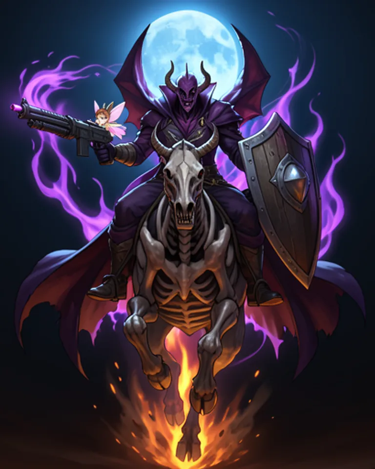 Portrait of Mounted magical vampire god 