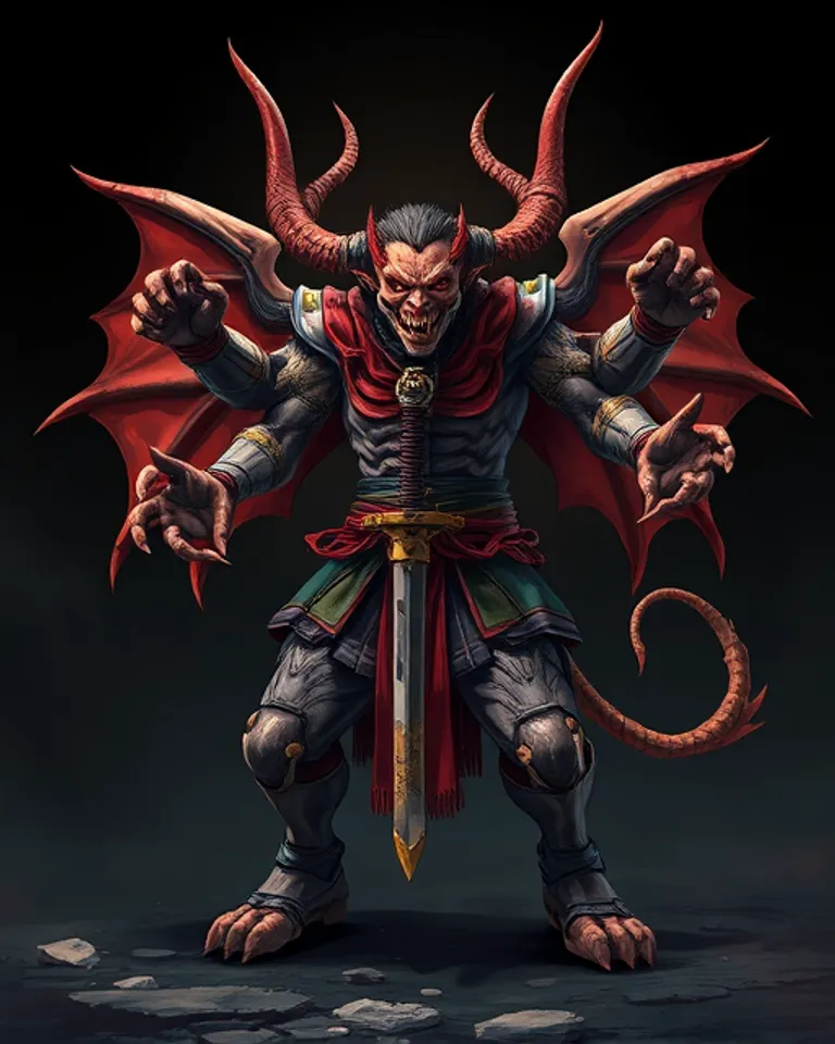 Portrait of Four Armed Demon
