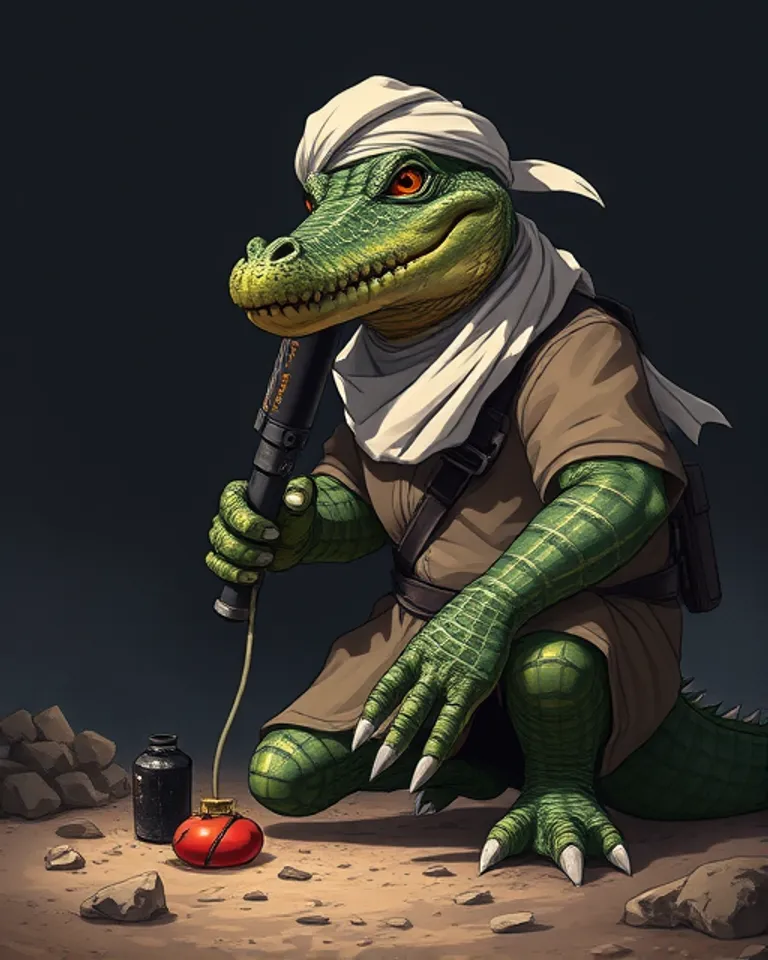 Portrait of Crocodile Muhammad the bombman
