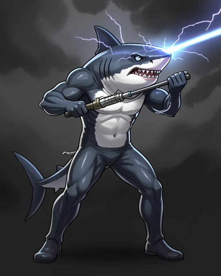 Portrait of Shark with a laser beam
