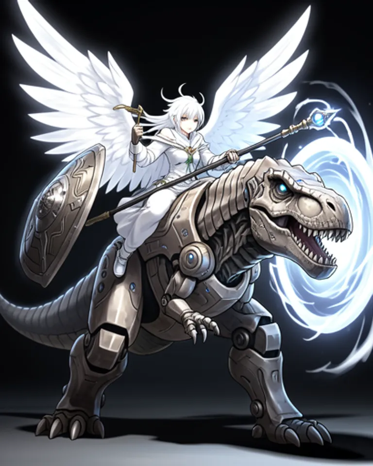 Portrait of White energy angel mage on roborex