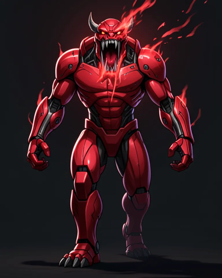Portrait of Neon Red Monster