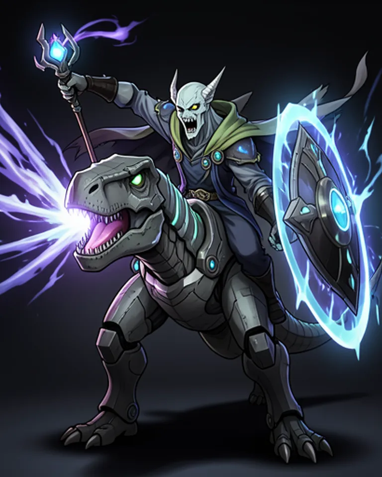 Portrait of God lich mage on magic trex 