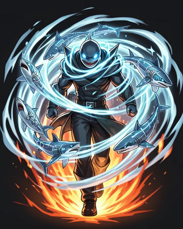 Portrait of Swirling shark storm elemental