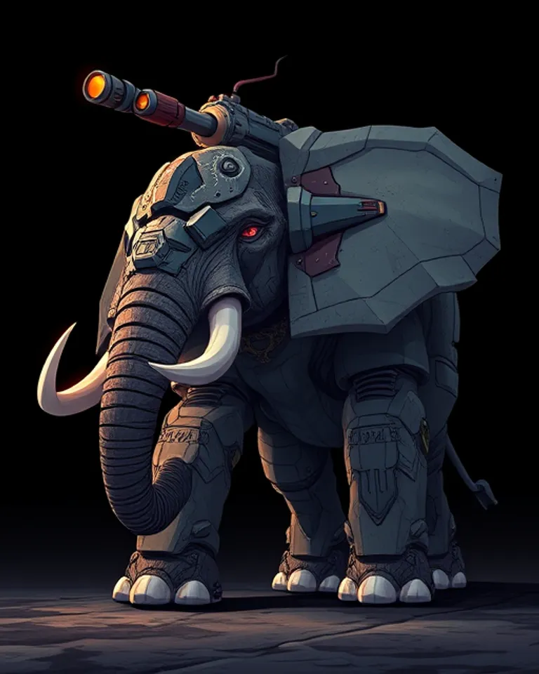 Portrait of The ancient physic war elephant 