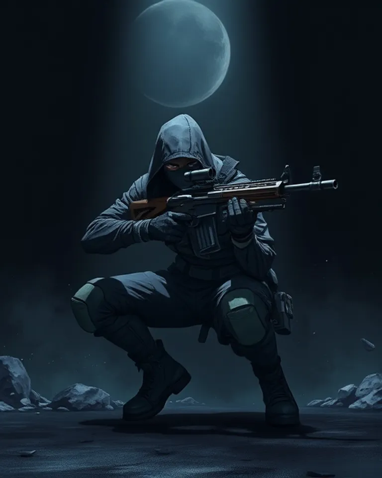 Portrait of shadow sniper