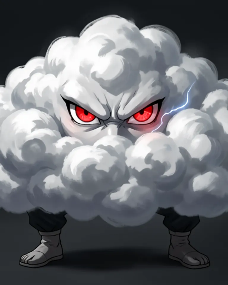 Portrait of Scary red eyes in clouds, no body