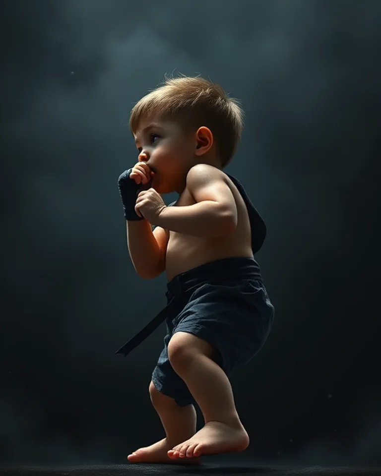 Portrait of Coughing Baby