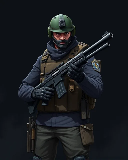 Portrait of Hard Soldier