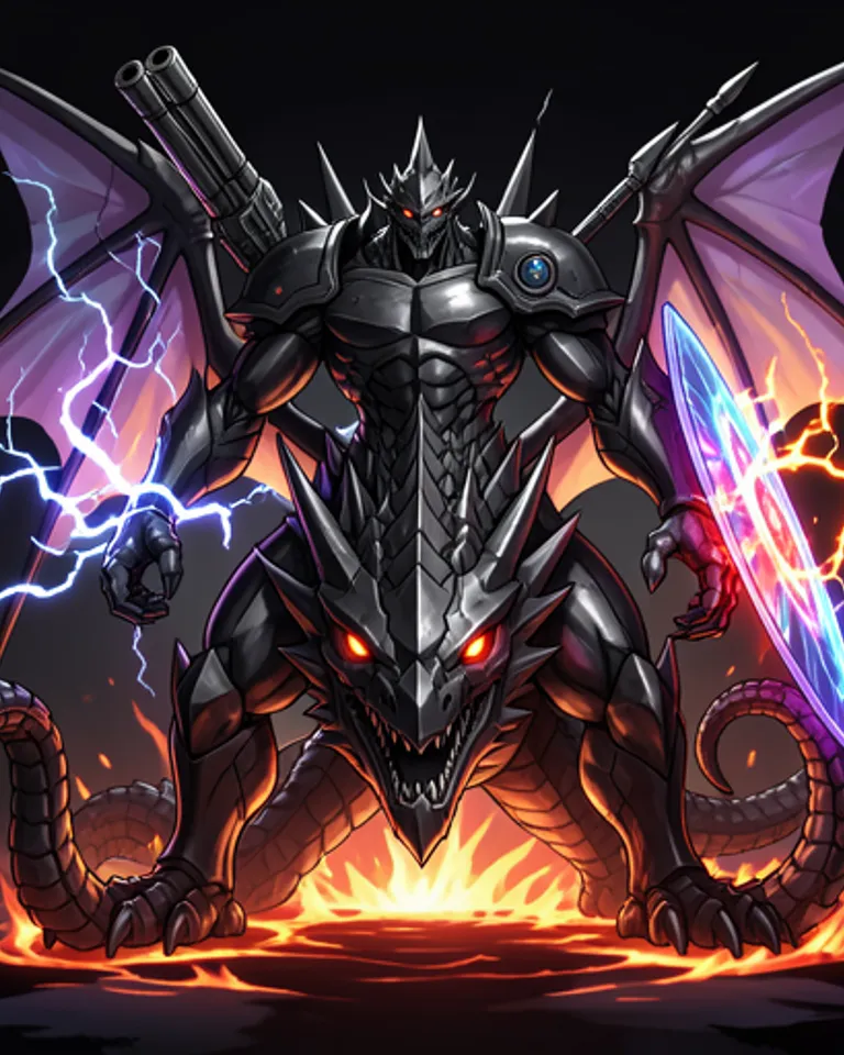 Portrait of Eldritch armord god on cyberdragon