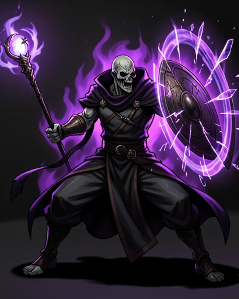 Portrait of Reality-bending mage with shadow