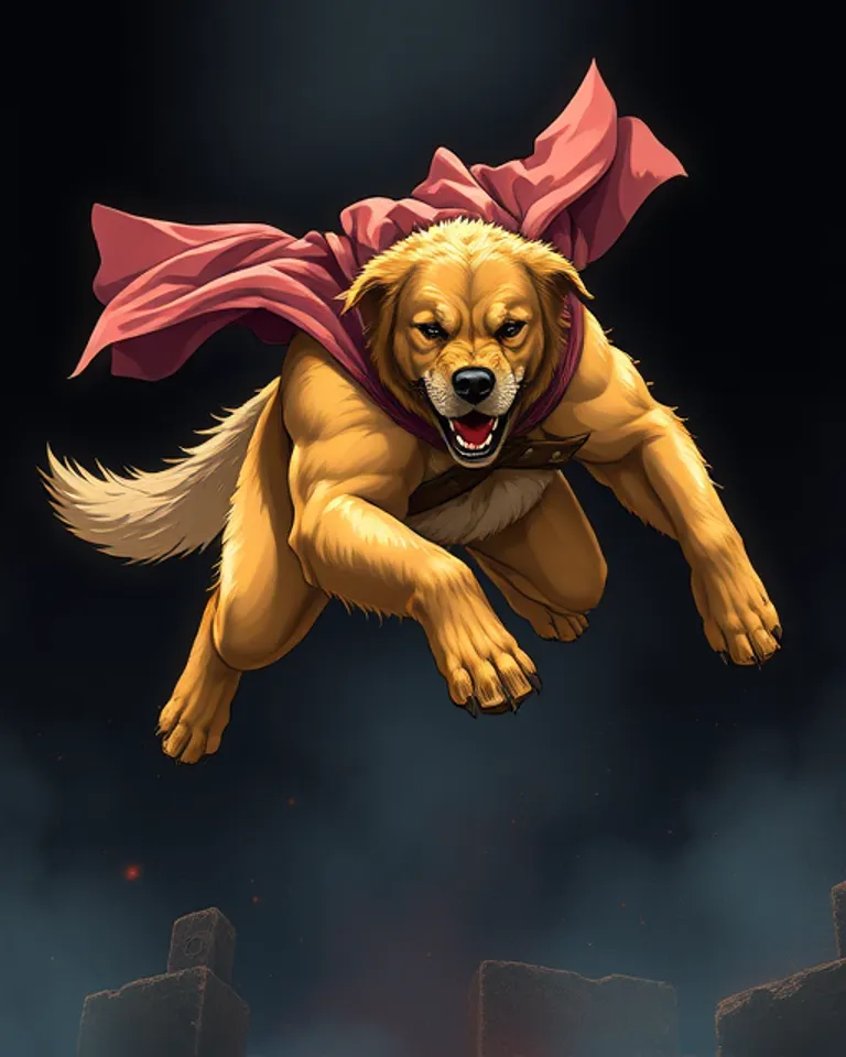 Portrait of Golden Retriever-man