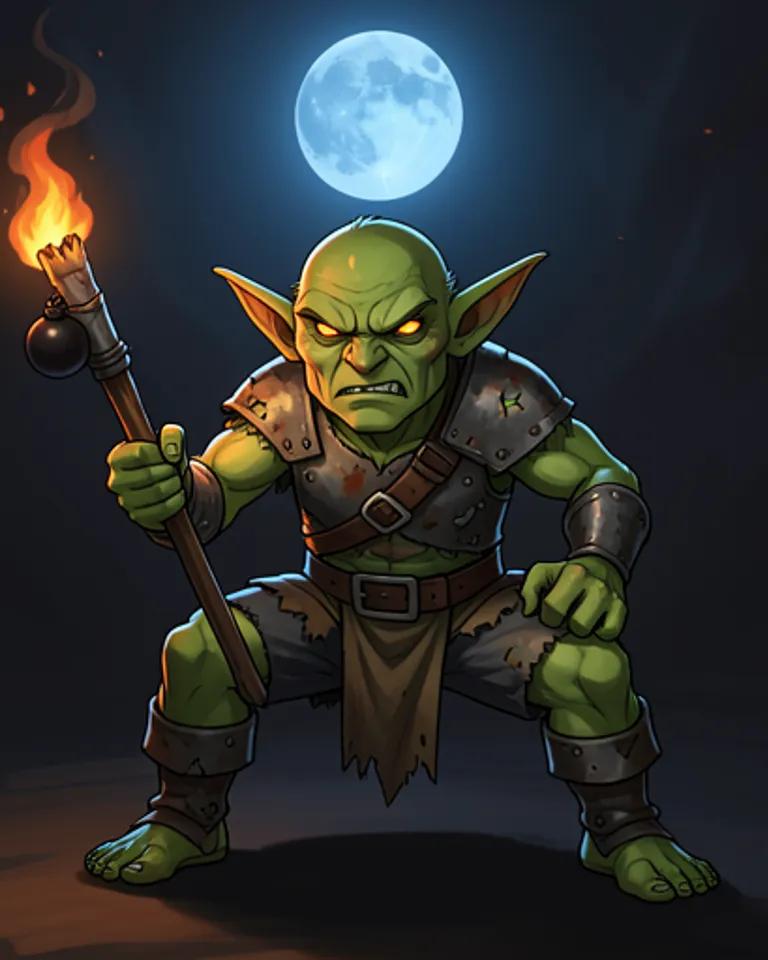 Portrait of Boomi the goblin with boomstick
