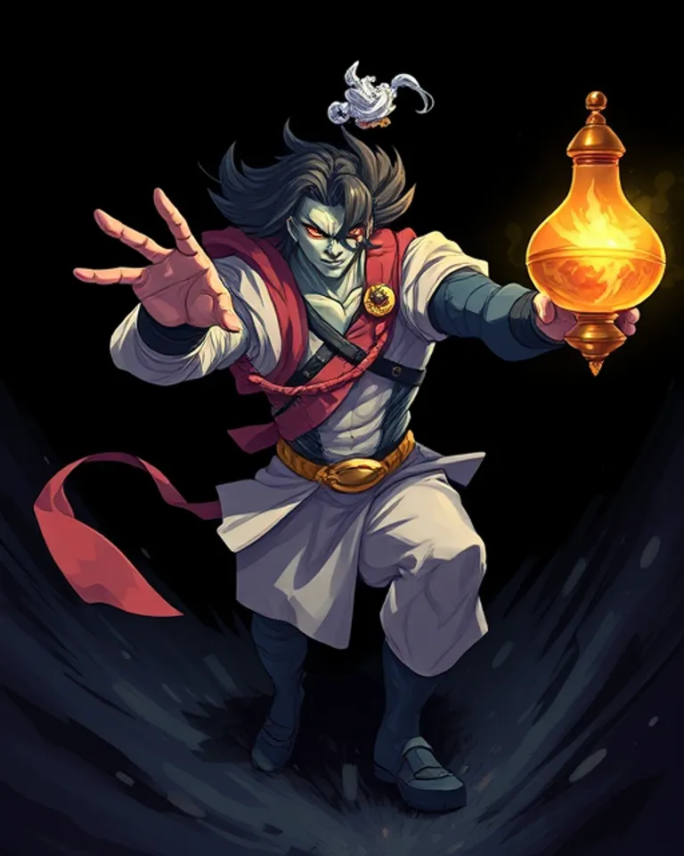 Portrait of Genie in a Lamp