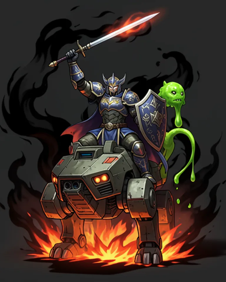 Portrait of Fully-armored death magic archmage