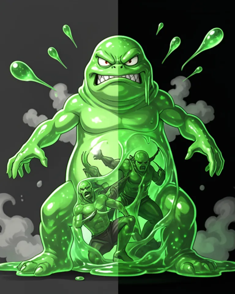 Portrait of Slug green digesting ooze slime