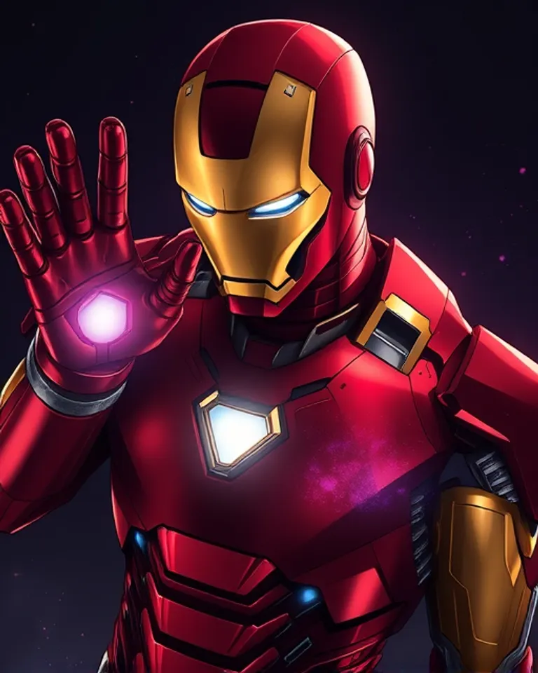 Portrait of iron man with infinity stones