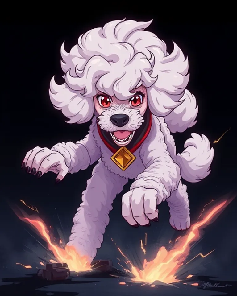 Portrait of Rudy the poodle