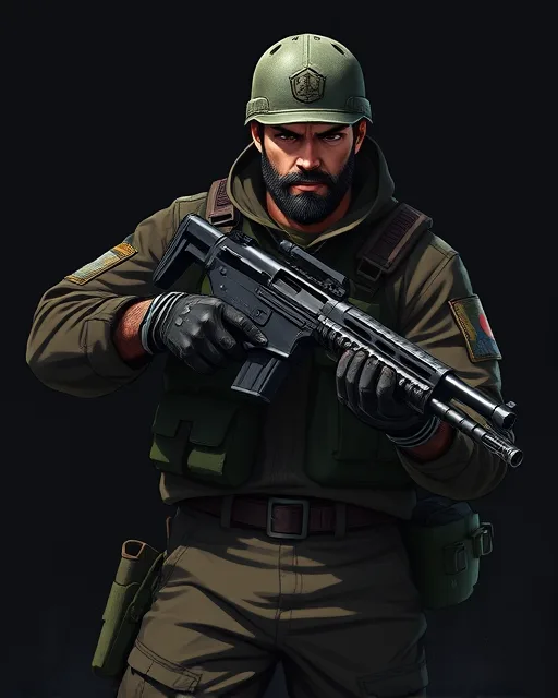 Portrait of Grim Soldier
