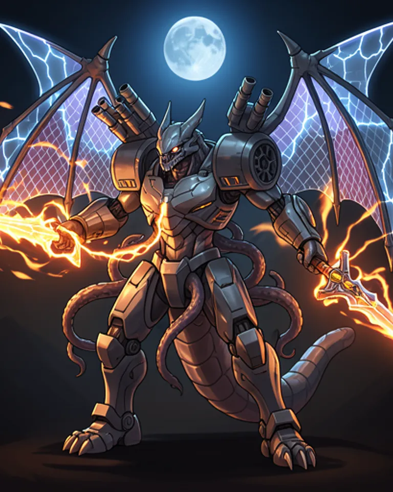Portrait of Holo Eldritch Mech Dragon 