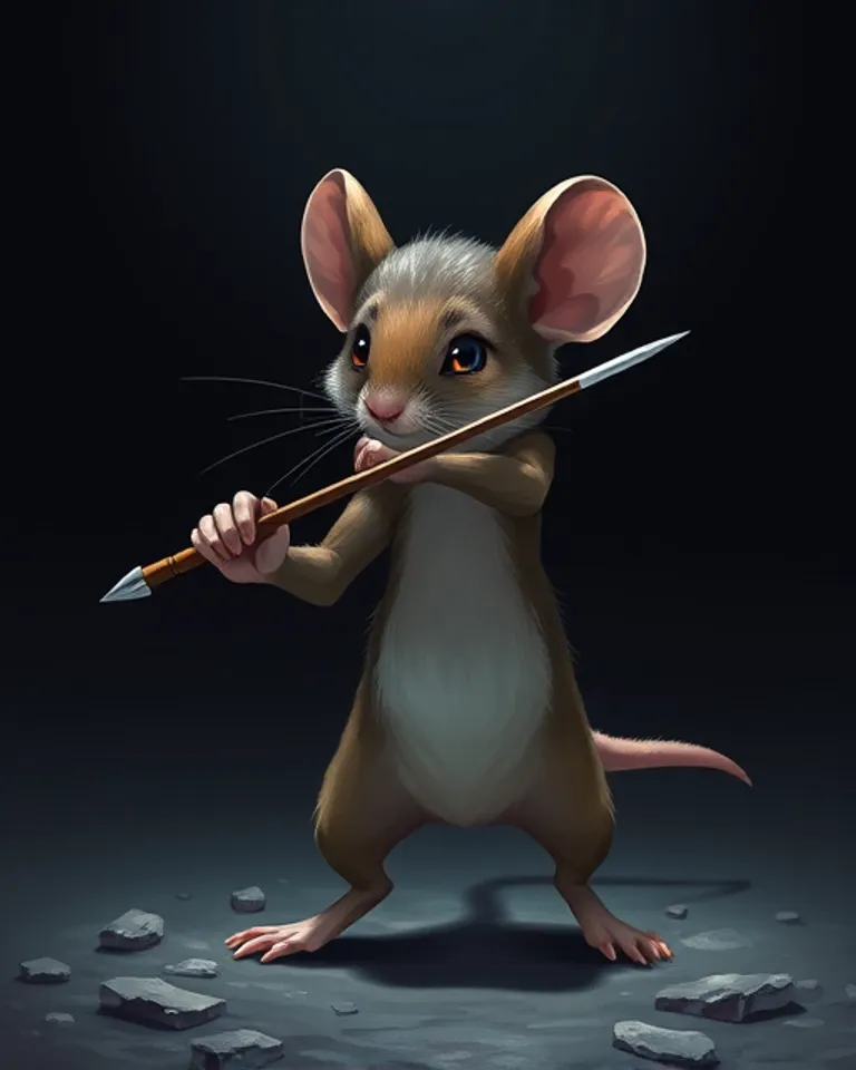 Portrait of Mouse with toothpick 