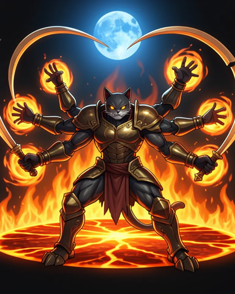 Portrait of The Cat Reaper of Molten Flames