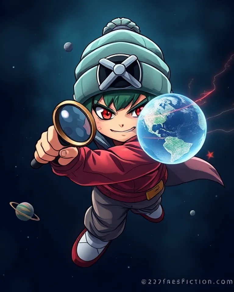 Portrait of Cosmic Kid with a magnifying glass
