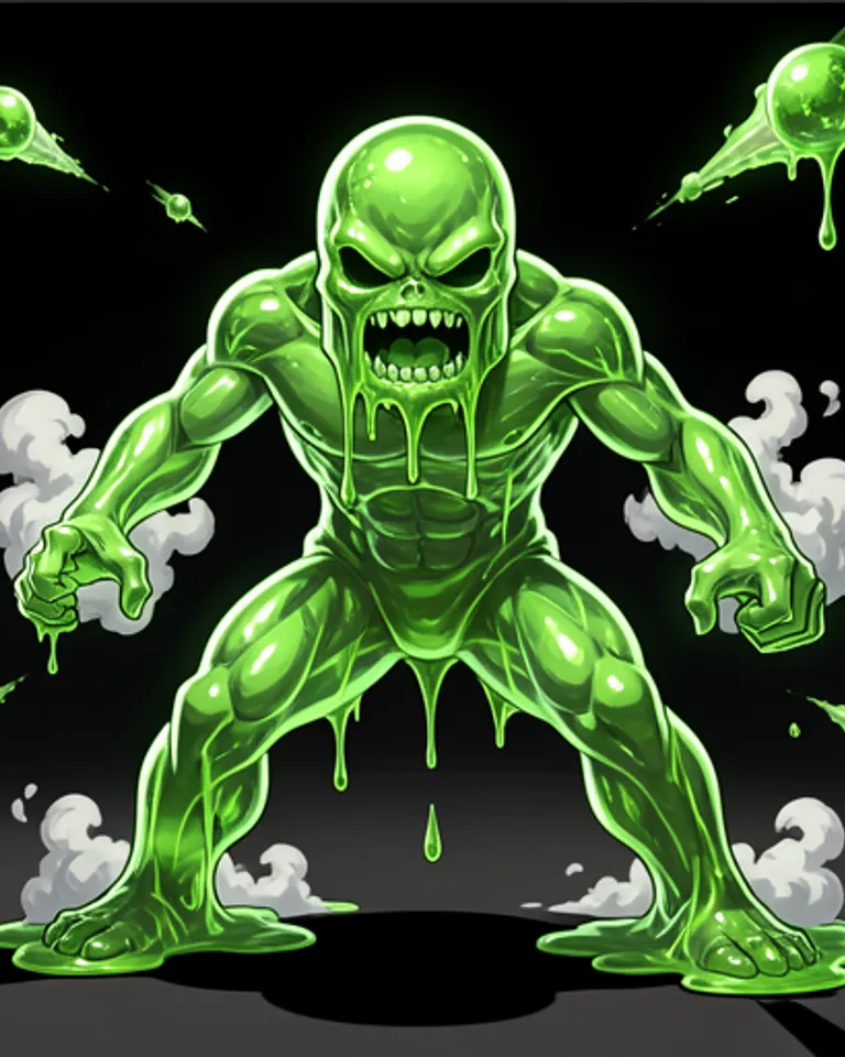 Portrait of Tranlucen green slime without legs