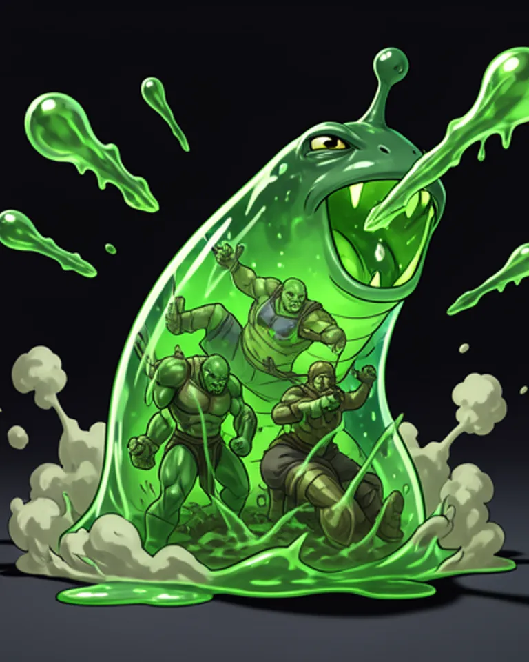Portrait of Slug digesting green toxic slime 