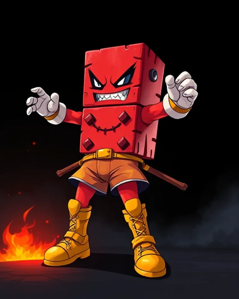 Portrait of Bricky the Sentient animated Brick
