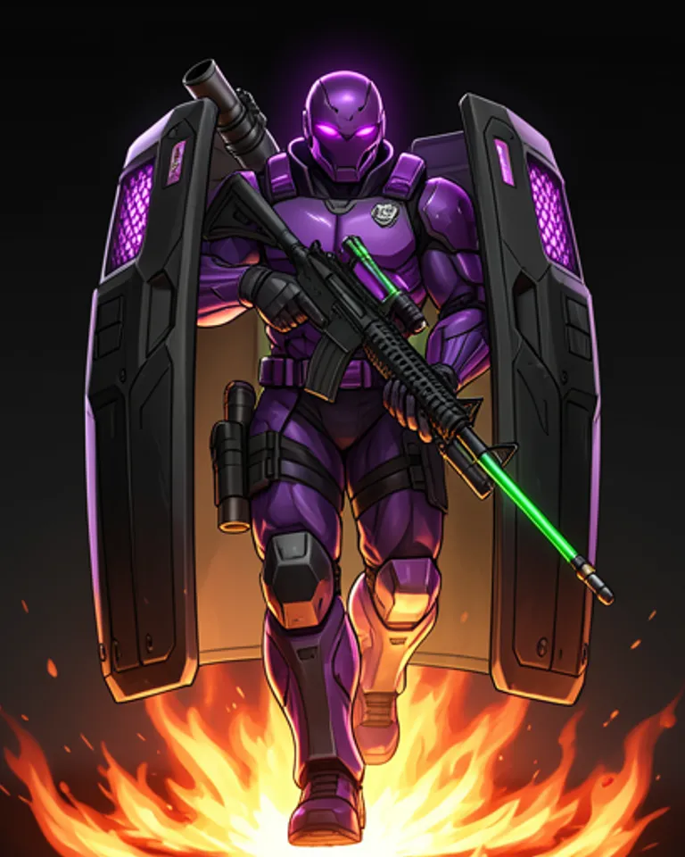 Portrait of Phalanx riot shield armoured def