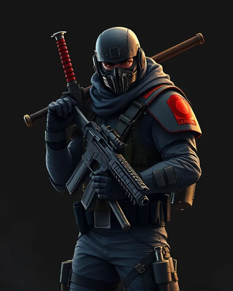 Portrait of Man with many guns and no regrets