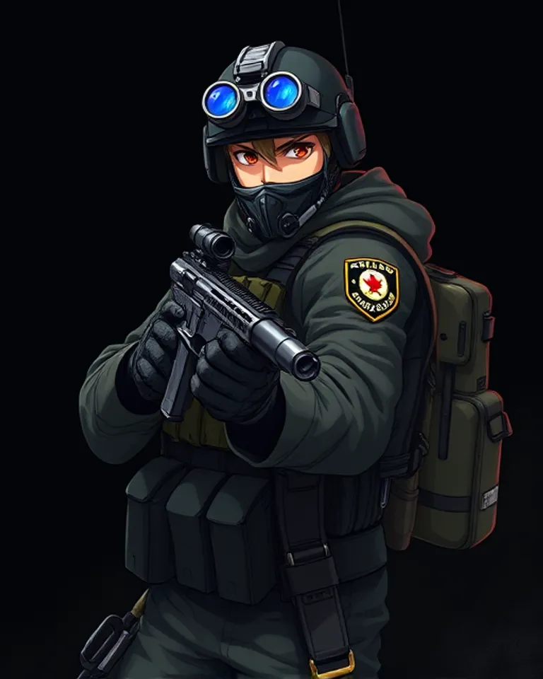 Portrait of strongest aye dee eff soldier