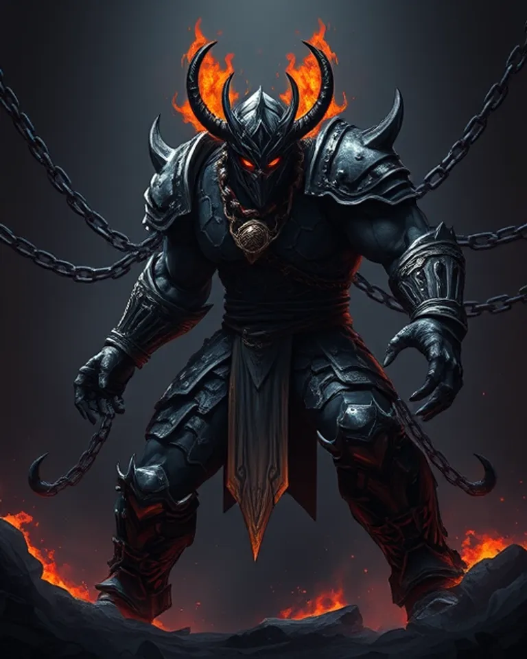 Portrait of Tharox, the Unchained Warden