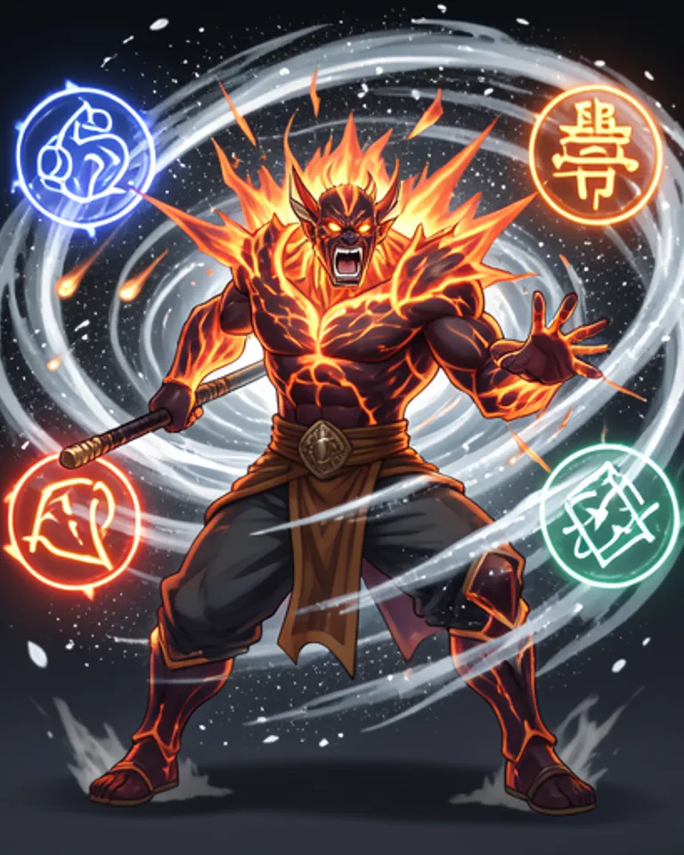 Portrait of Volcano-whirlwind-sleet elementgod