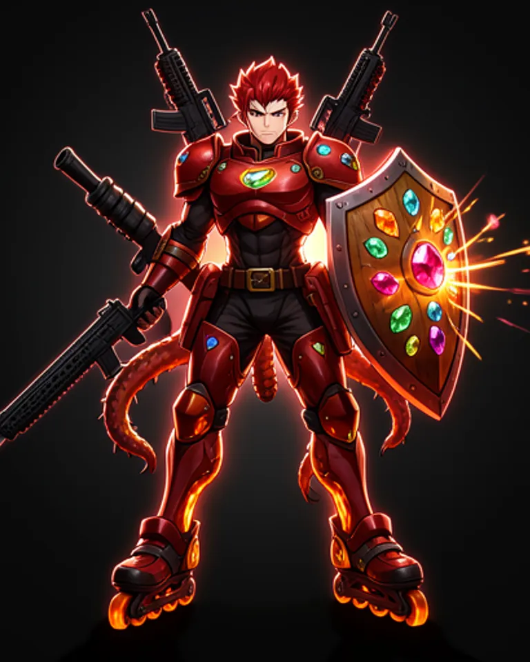 Portrait of Red the Rainbow Gem Knight