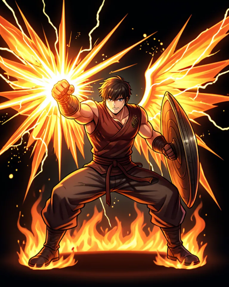 Portrait of Fire and lightning