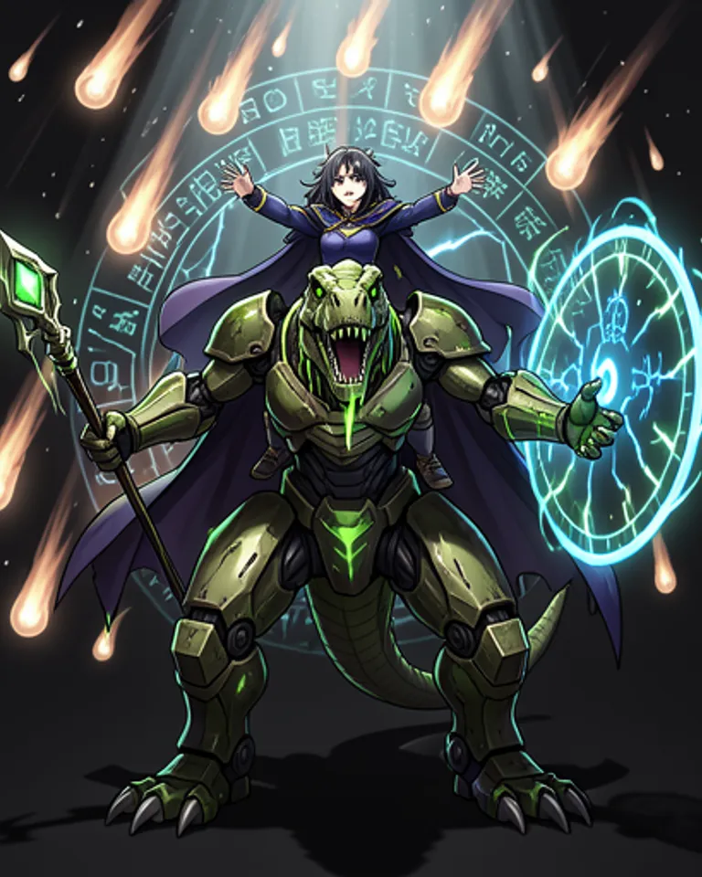 Portrait of Meteor shower armoured trex-mage