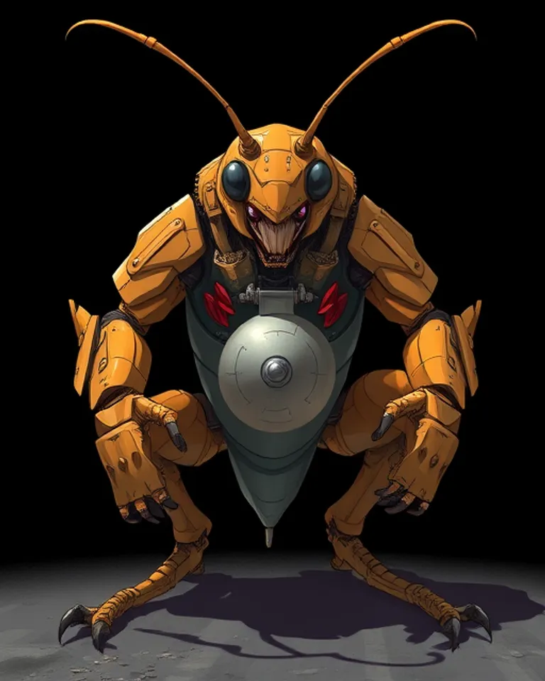 Portrait of Cockroach with a Warhead on Chest