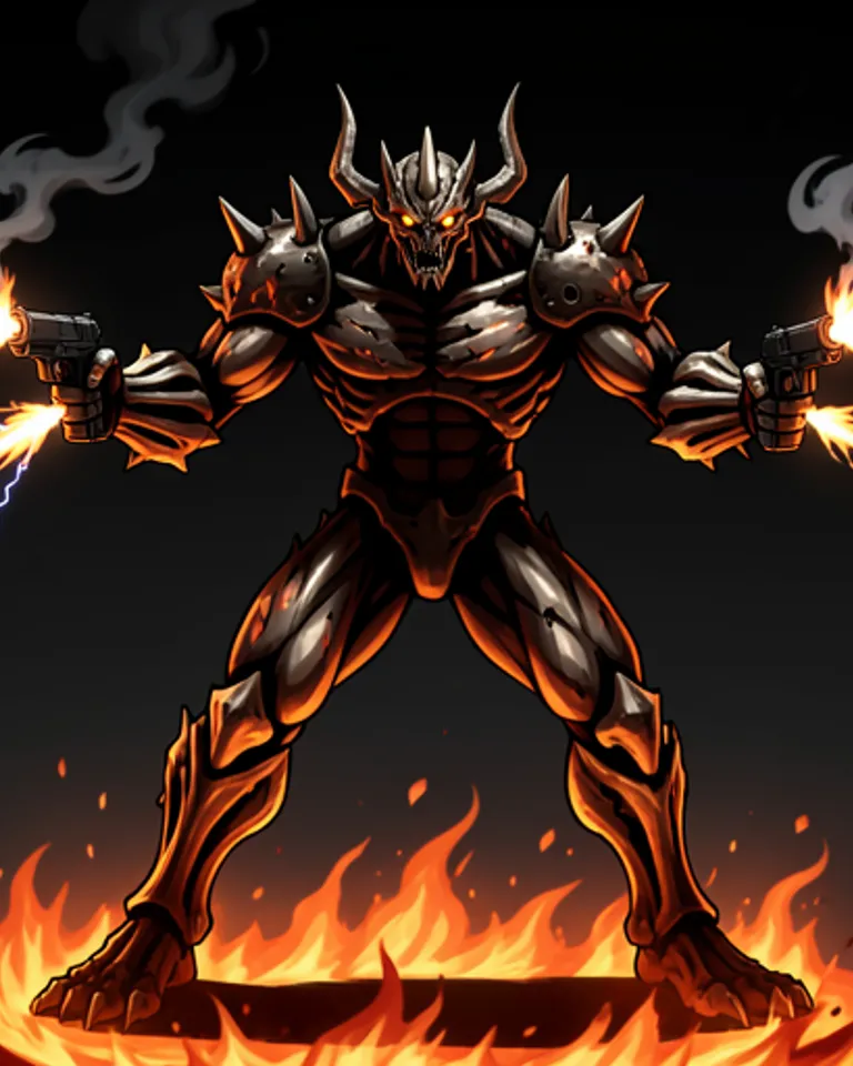 Portrait of Dreadful monster of bullets and fi