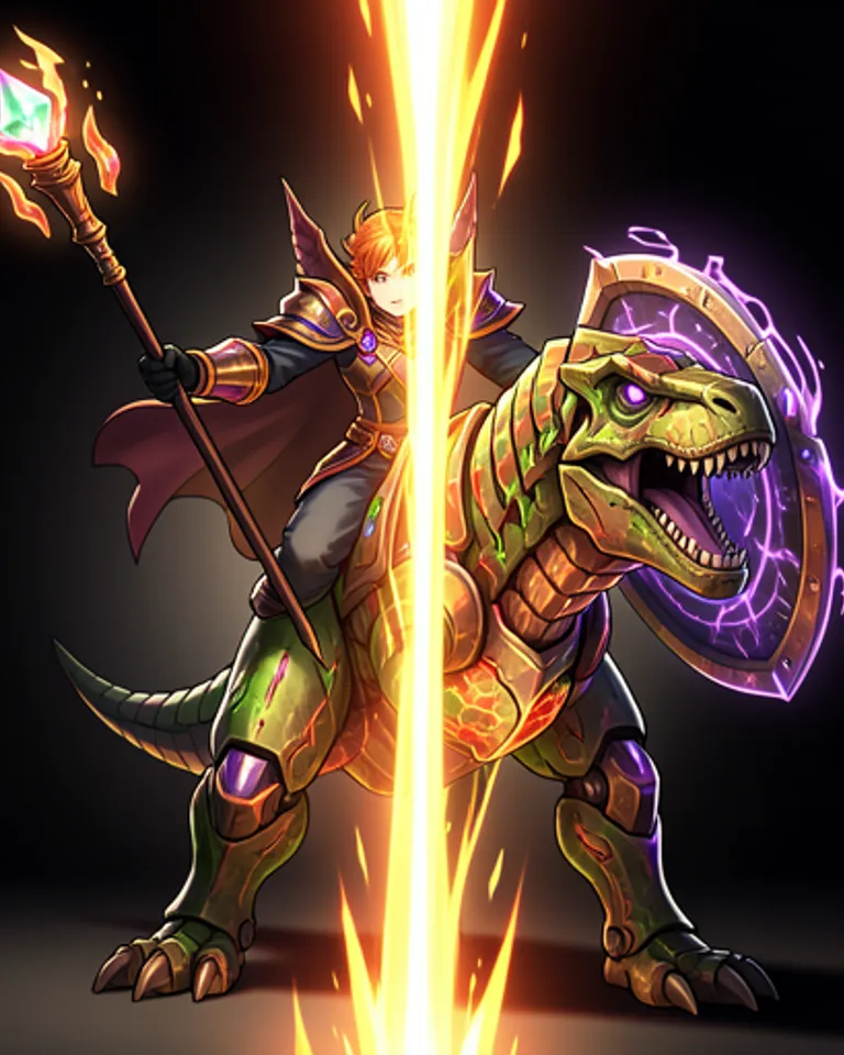 Portrait of Armored Magus on glyph acid trex 