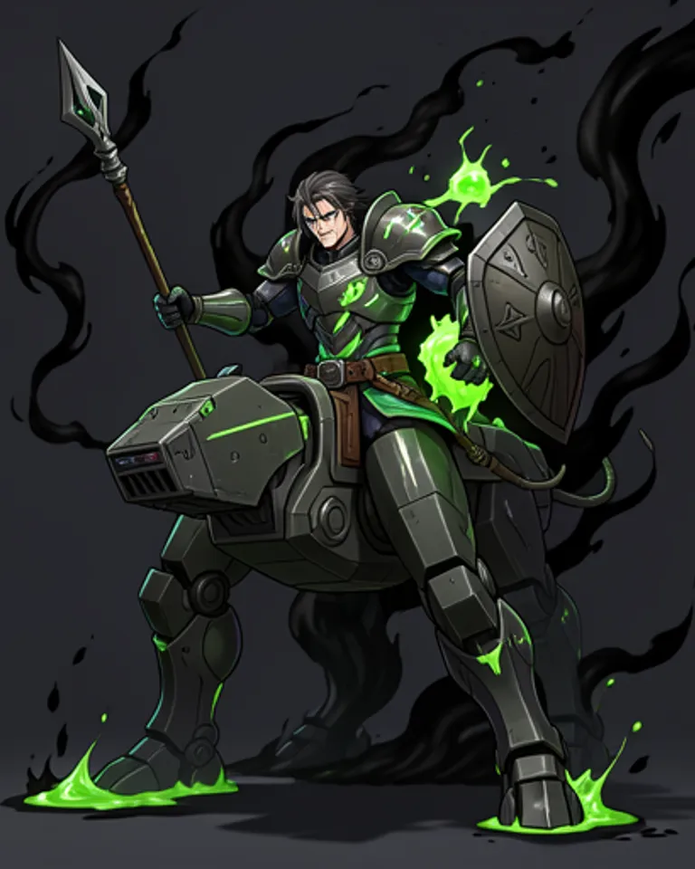 Portrait of Glyph-plated acidic warmage