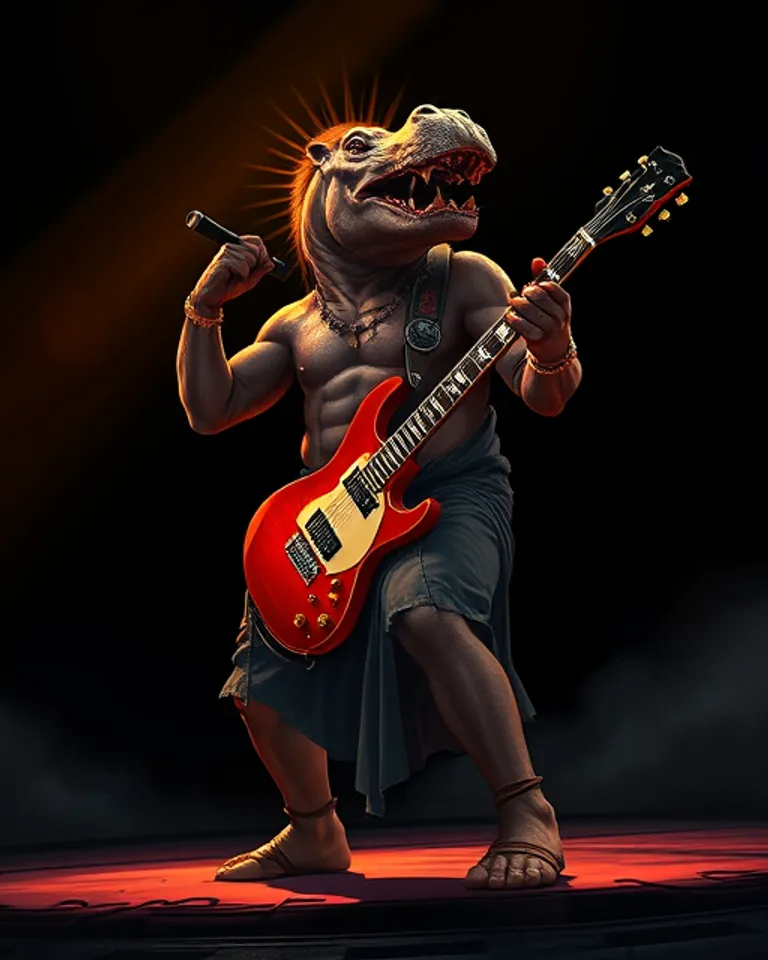 Portrait of Rock'n roll Hippo Jesus